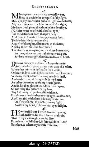Shakespeare's sonnets' facsimile. Stock Photo