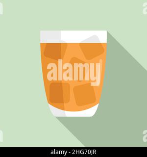 Soda ice glass icon flat vector. Drink cup. Juice tea Stock Vector