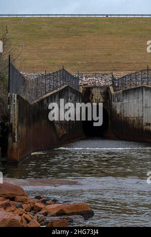 Falls Lake Dam Outlet in Raleigh, NC Stock Photo