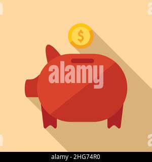 Piggy bank icon flat vector. Finance payment. Money credit Stock Vector