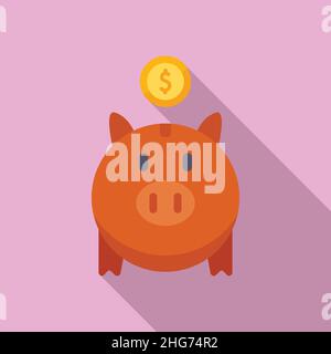 Digital piggy bank icon flat vector. Finance payment. People service Stock Vector