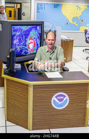 Miami Florida,NOAA National Weather Service National Hurricane Center,centre Hispanic Latinos man men male,television journalist reporter media,meteor Stock Photo