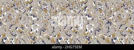 Grey tonal marbled seamless border texture. Irregular pale ink blotch paint effect banner background. Marble gray white tone on tone natural rough Stock Photo