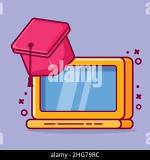 online graduation concept isolated cartoon vector illustration Stock Vector