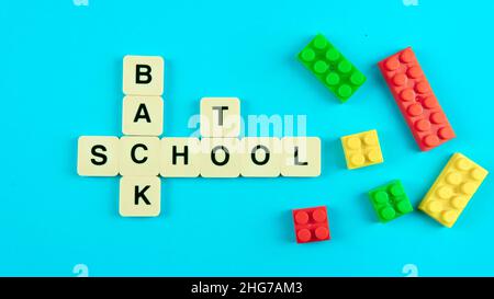 Back to School Concept. Selective fovus on the tiles. Stock Photo
