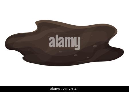 Dirty mud puddle, swamp in cartoon style isolated on white background. Natural wet soil, clip art. . Vector illustration Stock Vector