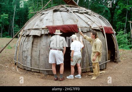 Virginia Appalachian Mountains Shenandoah Blue Ridge Parkway,National Park Service,Explore Park living history museum,Totero Native American Indian in Stock Photo