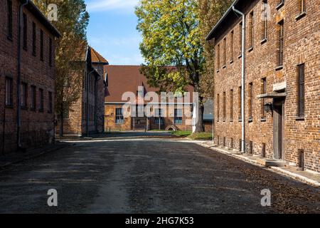 Execution block, Auschwitz Birkenau Concentration Camp, Poland Stock Photo