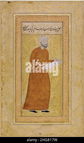 Signed Abd al-Aziz, PORTRAIT OF MIRZA-MUHAMMAD, SON OF QABAHAT, BY ABD AL-AZIZ, PERSIA, TABRIZ, CIRCA 1540-45, SOTHEBY'S. Stock Photo