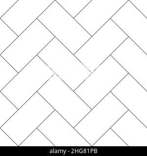 Herringbone floor seamless pattern. Outline editable repeating metro tiles. Vector monochrome background Stock Vector