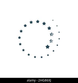 Halftone circles of stars, twisted spiral. Design elements. Vector illustration Stock Vector