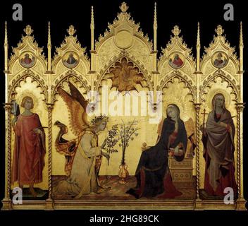 Simone Martini - The Annunciation and Two Saints Stock Photo