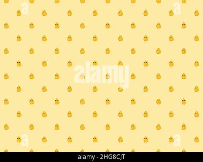 Cute pixel 8 bit chick background - high res seamless pattern Stock Photo