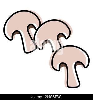 Edible mushroom slices. Simple champignon vector illustration Stock Vector