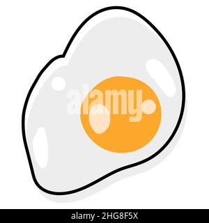 Simple fried egg with yolk. Cooked egg stylized illustration. Cartoony vector Stock Vector