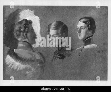 Sir George Hayter (1792-1871) - Duke Ferdinand of Saxe-Coburg-Gotha and his sons, Prince Leopold and Prince Augustus Stock Photo