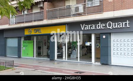 VALENCIA, SPAIN - JANUARY 13, 2022: Opel is a German automobile manufacturer, subsidiary of Stellantis Stock Photo