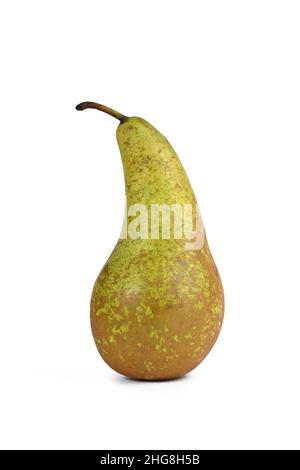 Single raw green pear fruit on white background Stock Photo