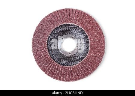 Abrasive flap disc for grinder isolated on white Stock Photo