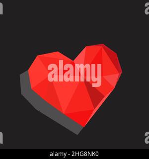 Vector illustration of a polygonal heart crystal. Stock Photo