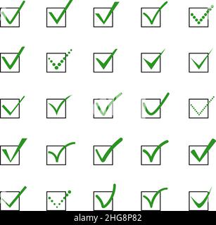 Set of check mark icons, vector illustration Stock Vector