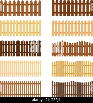 Set of fences, vector illustration Stock Vector
