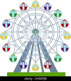 Colorful ferris wheel on white background, vector illustration Stock Vector