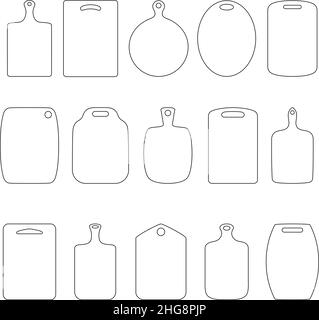 Set of contours of cutting boards, vector illustration Stock Vector