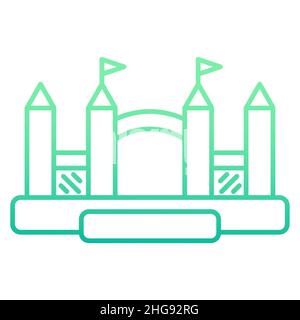 Bouncy castle gradient outline icon. Jumping inflatable house on kids playground. Vector logo EPS 10 Stock Vector