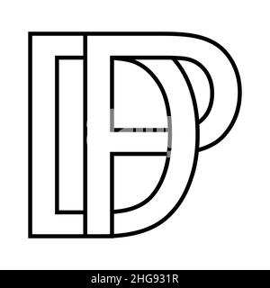 Logo sign dp pd, icon sign, dp interlaced letters d p Stock Vector