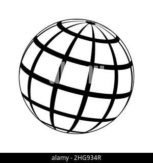 Ball with lines, model planet Earth with meridian and longitude, 3D sphere Stock Vector