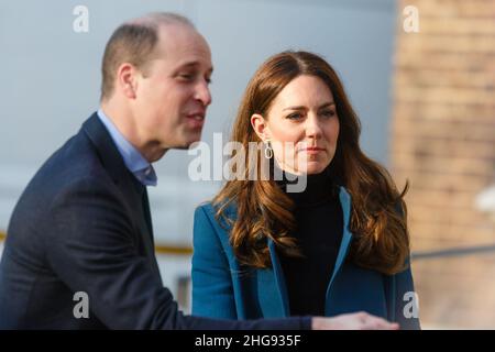 London, UK. 19th January 2022 The Duke and Duchess of Cambridge arriving at the Foundling Museum where they will learn more about the care sector and meet representatives from across the system, including those with direct experience of living in care.  Chris Aubrey/Alamy Live News Stock Photo