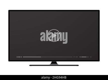 Realistic illustration of black TV with video or media player - vector Stock Vector