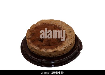 chocolate and coffee cake with sponge cake isolated on white background Stock Photo