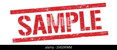 SAMPLE text on red grungy rectangle stamp sign. Stock Photo