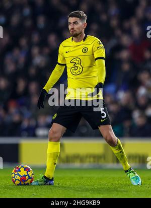 Chelsea's Jorginho in action during the Premier League match at the AMEX Stadium, Brighton. Picture date: Tuesday January 18, 2022. Stock Photo