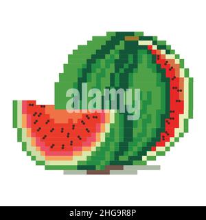 Watermelon Pixel Art 8 Bit Video Game Fruit Icon Stock Vector Image ...