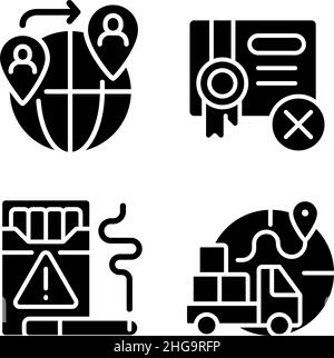 Contraband black glyph icons set on white space Stock Vector