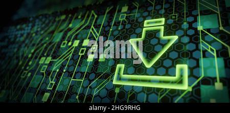 Download Concept Cloud computing and network security technology concept, blue circuit board with cloud symbol and connection links Stock Photo