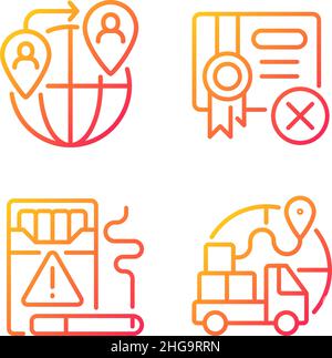 Contraband gradient linear vector icons set Stock Vector