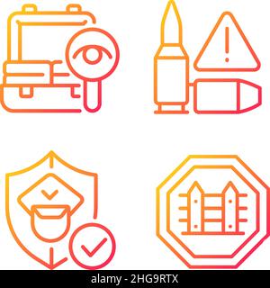 Checkpoint examination gradient linear vector icons set Stock Vector