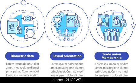 Examples of personal data blue circle infographic template Stock Vector