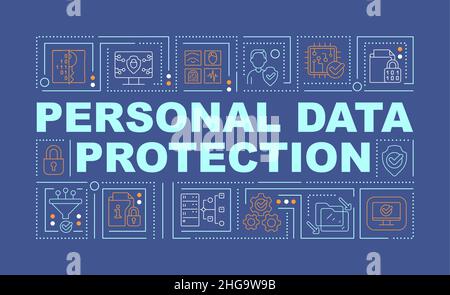 Personal data protection word concepts blue banner Stock Vector