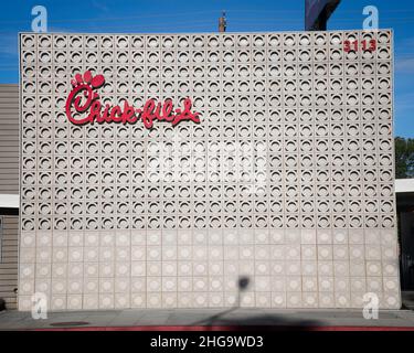 Burbank, CA, USA - January 16, 2022: Exterior of Chick-fil-A fast food restaurant  in Burbank, CA. Stock Photo