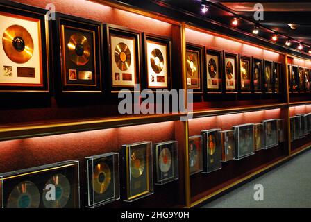 Gold Records Hang on the Wall at Elvis Presely's Graceland Stock Photo