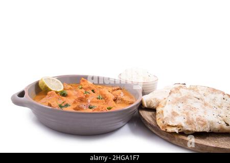 butter chicken isolated on a white background Stock Photo