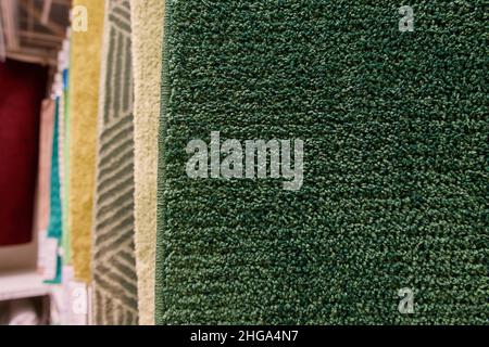 the pile of the green carpet, the background of the structure. Stock Photo