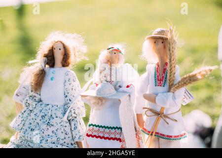 Belarusian Folk Doll. National Traditional Folk Dolls Are Popular Souvenirs From Belarus Stock Photo