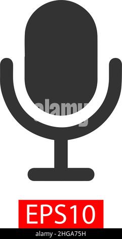 Microphone silhouette vector art white background Stock Vector Image ...