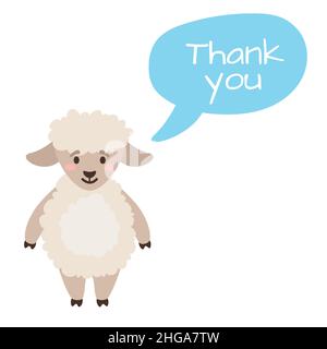 cartoon style illustration of a cute sheep. Stock Vector